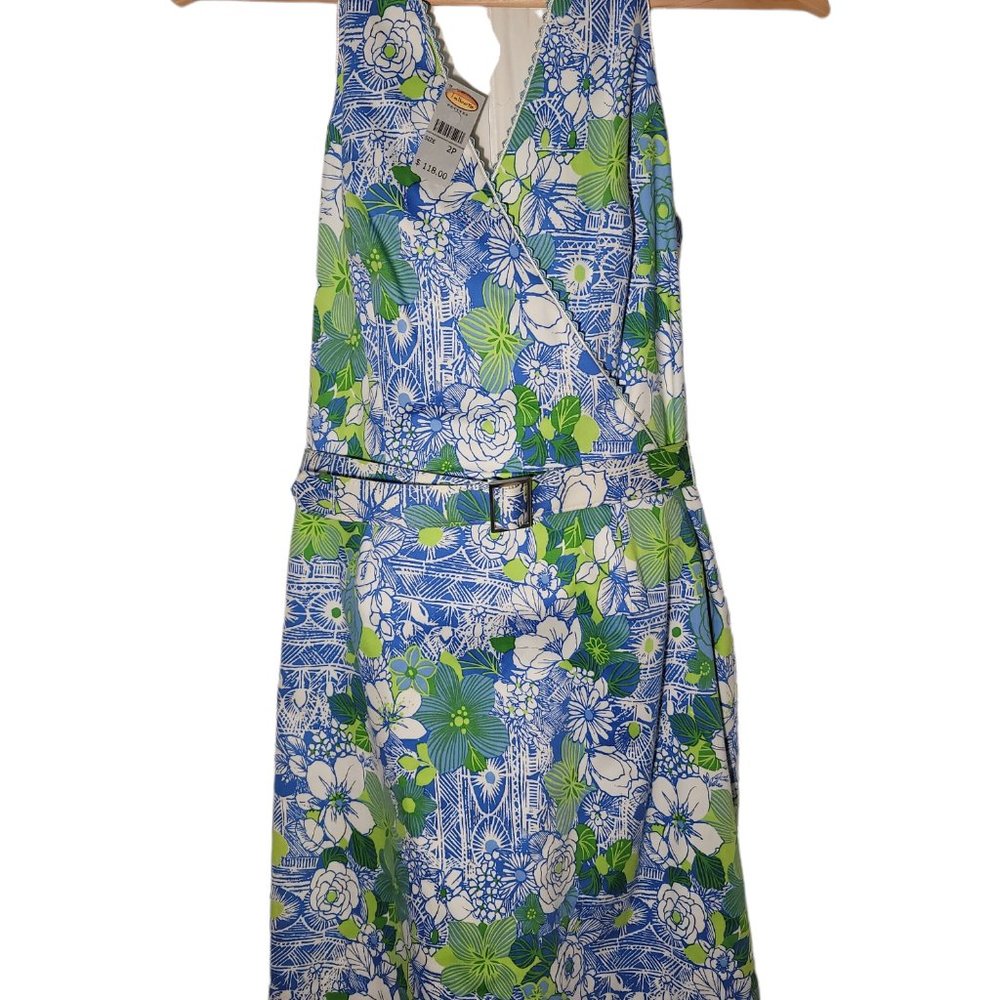 Talbots Maggy London Sleeveless Dress NWT 2 Petite  Blue / Green - Picture 4 of 6